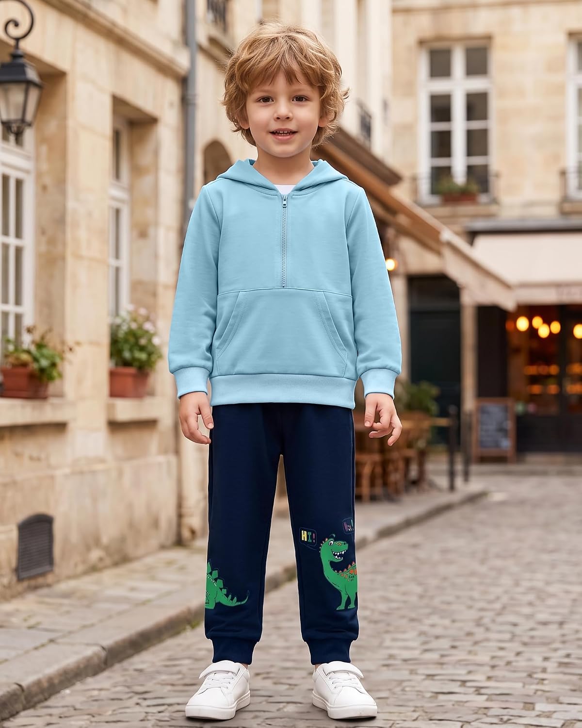 Toddler Boys Half Zip Hoodie and Sweatpants Set Fall Winter 2-7 Years image 4