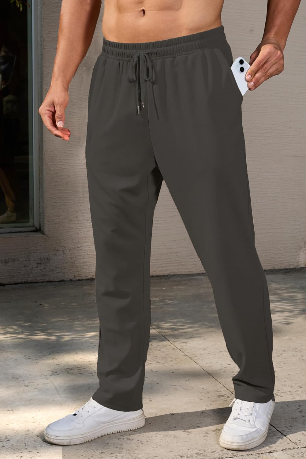 COOFANDY Men's Casual Pants Waffle Knit Yoga Pants Lightweight Sweatpants Open Bottom Lounge Trousers - Image 3