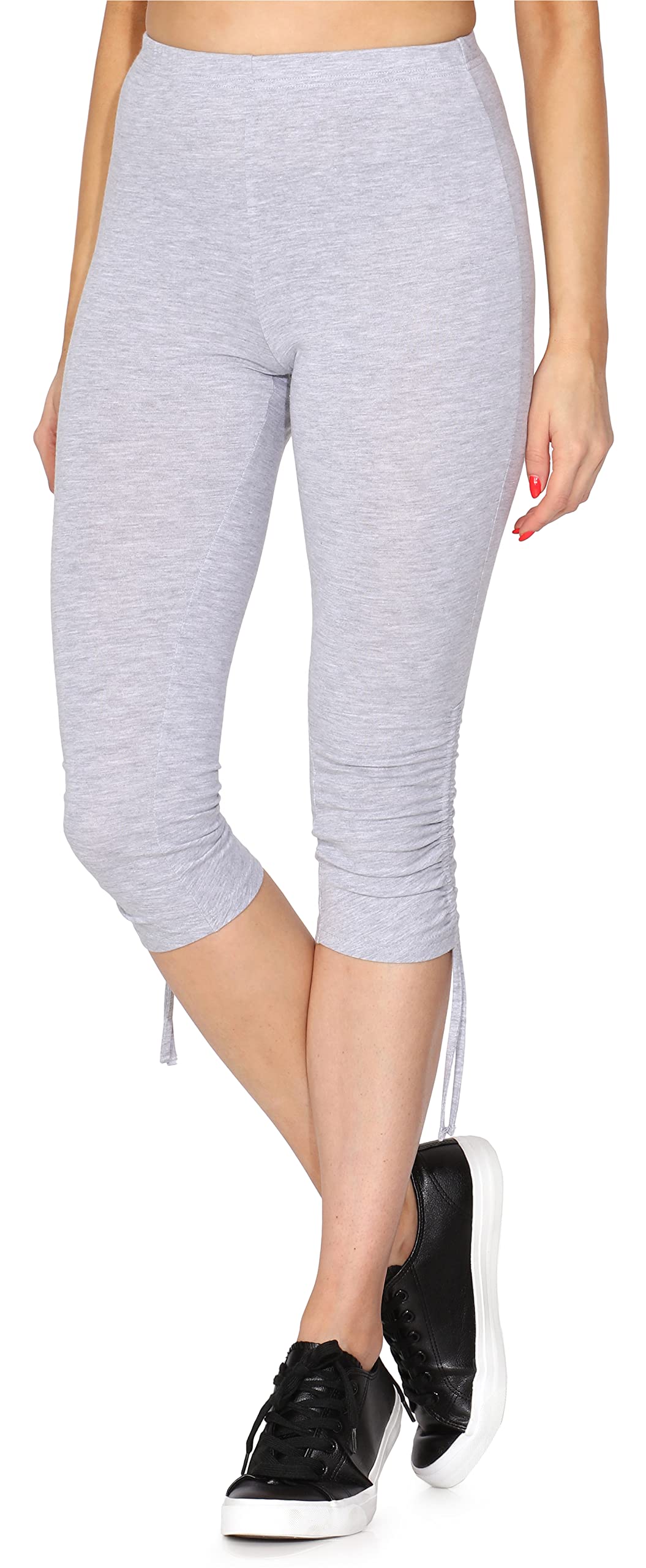 Merry Style Damen 3/4 Freizeithose mit Raffung Caprihose Sporthose aus Baumwolle MS10-380