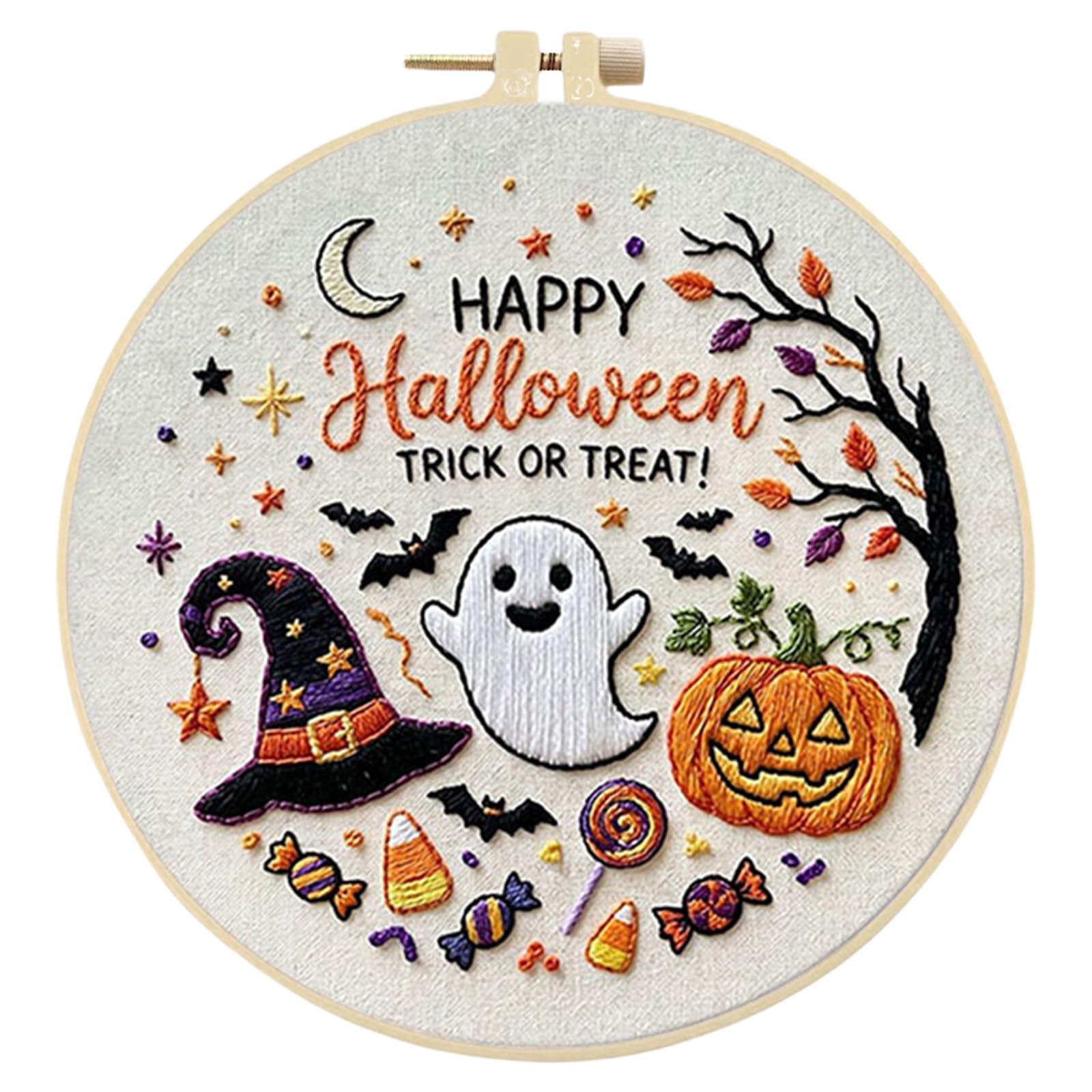 Embroidery Kit for Beginners, Halloween Stamped Cross Stitch Kit