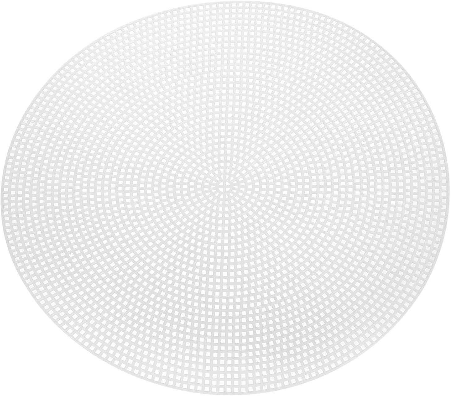 HARFINGTON 15Pcs Round Plastic Canvas Mesh Sheets 9.33 Inch/23.7cm Circle Blank Canvas Shape Mesh Mat White for Embroidery Knit Crochet Crafting Needlework