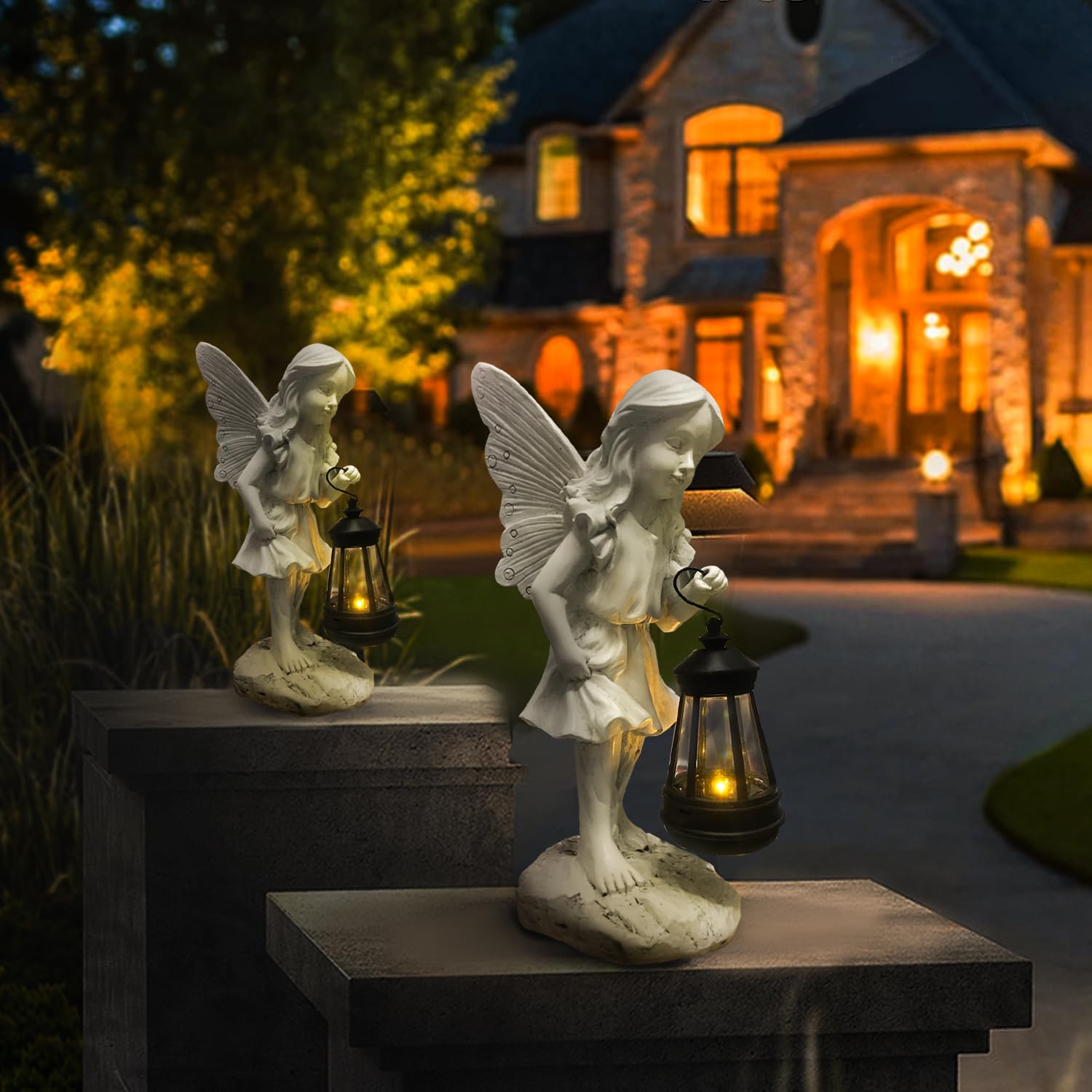 Statua Lanterna Solare Decorazioni Giardino