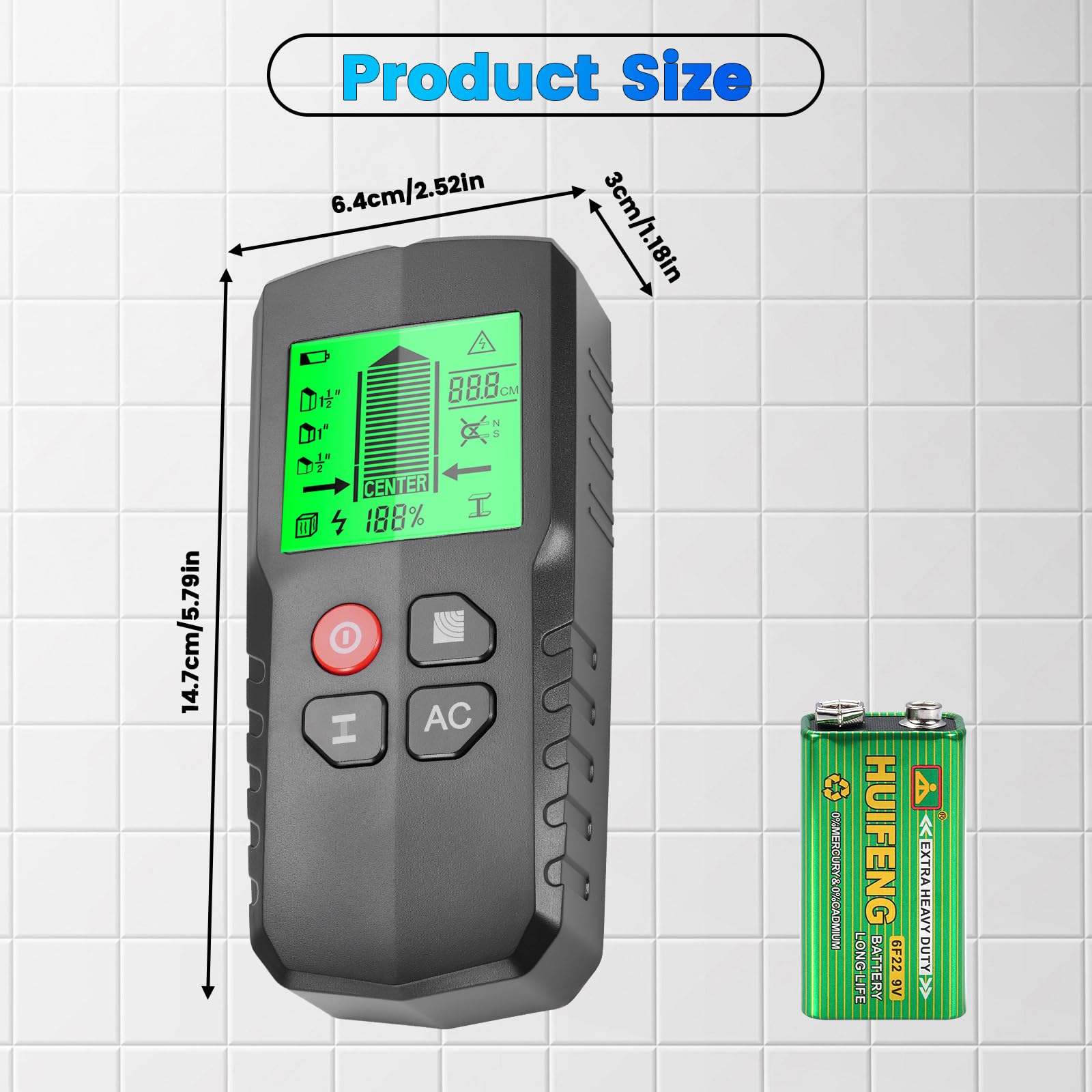 Leitungssucher Ortungsgerät, 5 in 1 Multifunktions Wand Scanner Detektor Stud Finder, Leitungssuchgerät mit HD-LCD-Display & Audio-Alarm für Metall, Rohre, Holz, Stromleitung und Balken