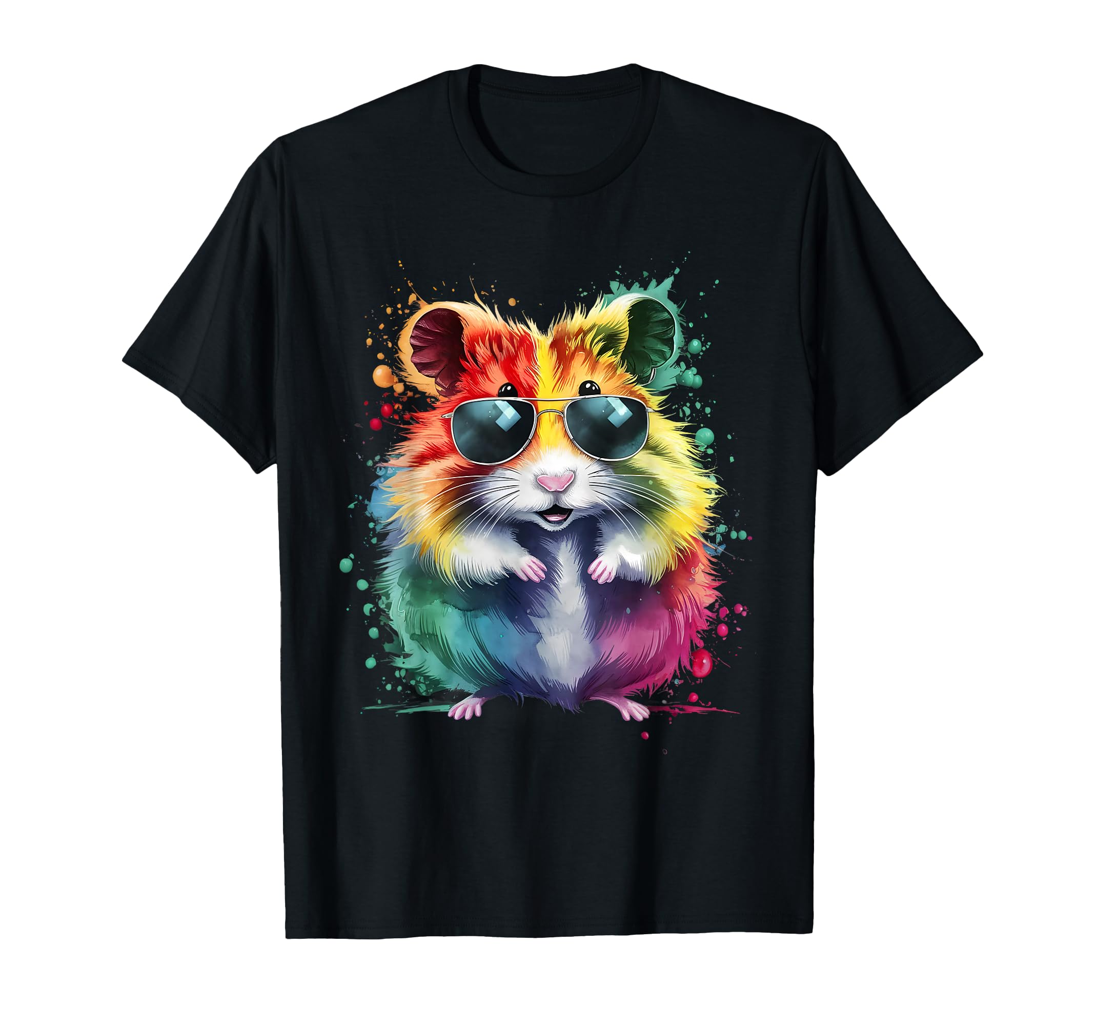 Hamster Sunglasses Men Women Colorful Watercolor Hamster Sunglasses T-Shirt