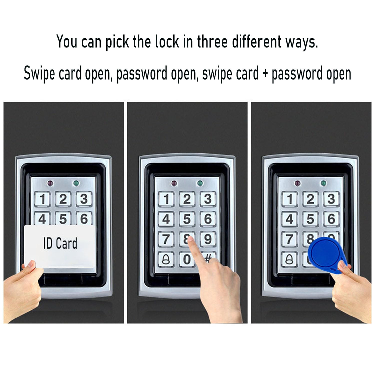 Contrôle d’Accès Imperméable de Clavier à Code Portail Métallique de proximité Étanche Bouton PIN RFID Carte de pour Filaire système d'entrée de Porte Simple, 10pcs keyfobs