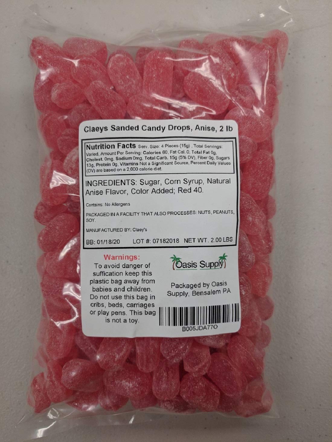 Claeys Anise Sanded Candy Drops, 2 Pound Hard Candy
