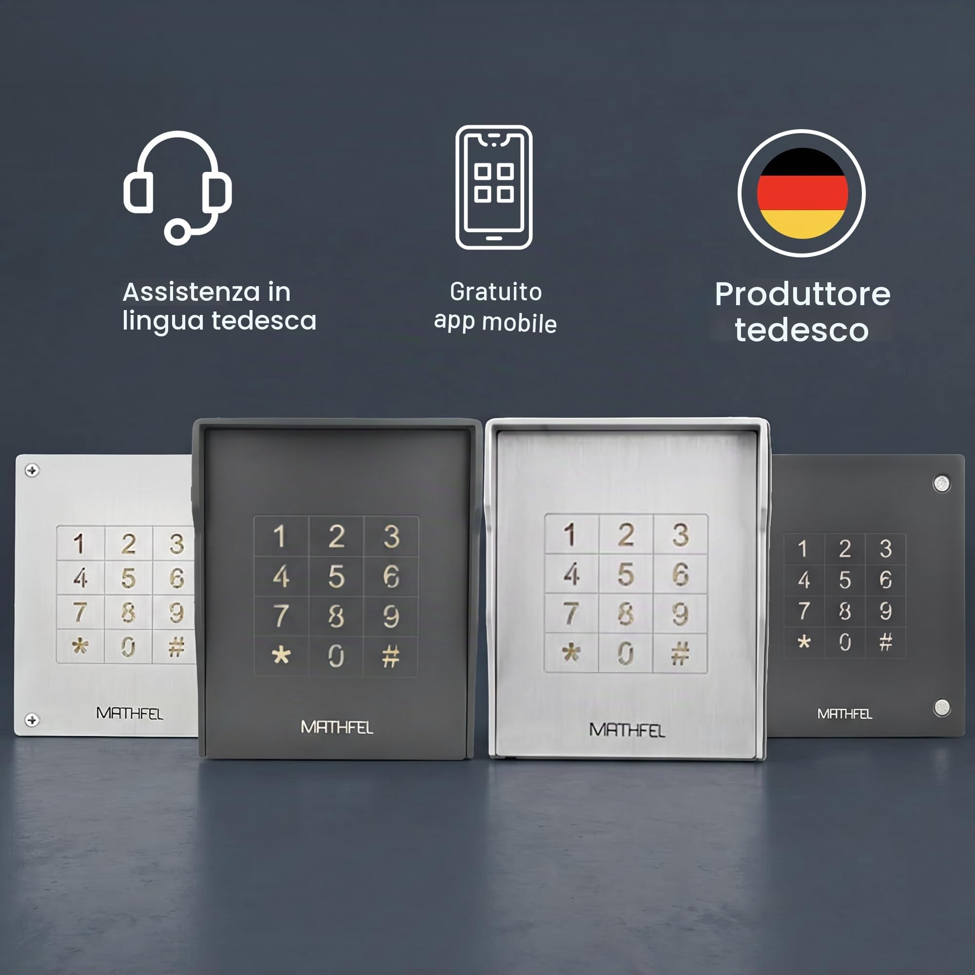 MATHFEL Smart Lock Serratura elettronica per porta d'ingresso - Serratura a codice resistente alle intemperie IP66, 2 apriporta con codice, serratura intelligente, serratura automatica, antracite