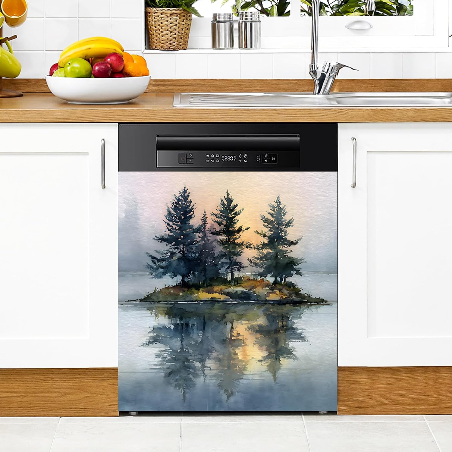 Animals and Scenery Dishwasher Magnet Cover Magnetic Sticker Decorative Refrigerator Wash Machine Magnet Cover Door Panels Home Cabinet Appliances Stickers (Silvery, 23x26in)