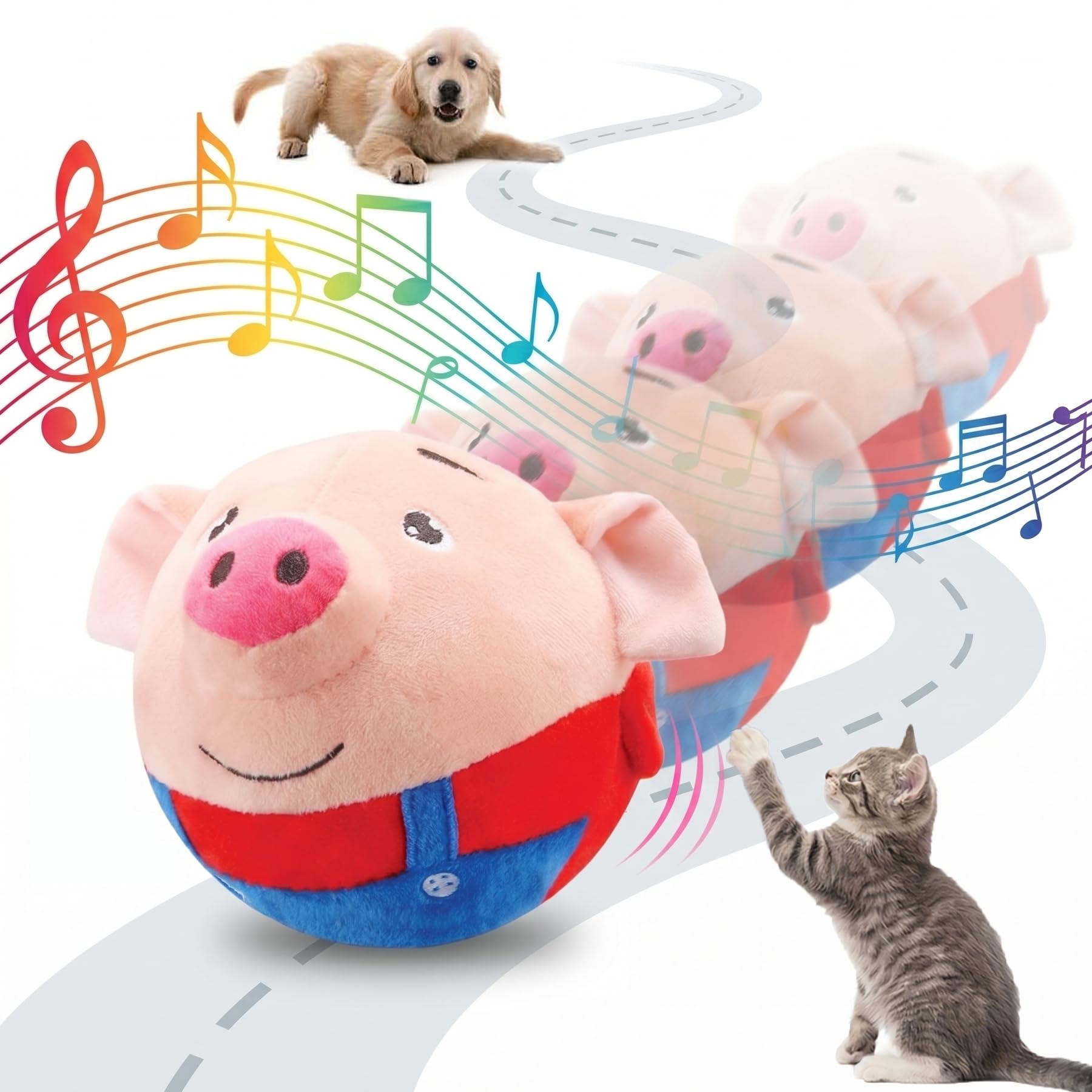 Jouet interactif en peluche cochon rouge stimulant pour chien