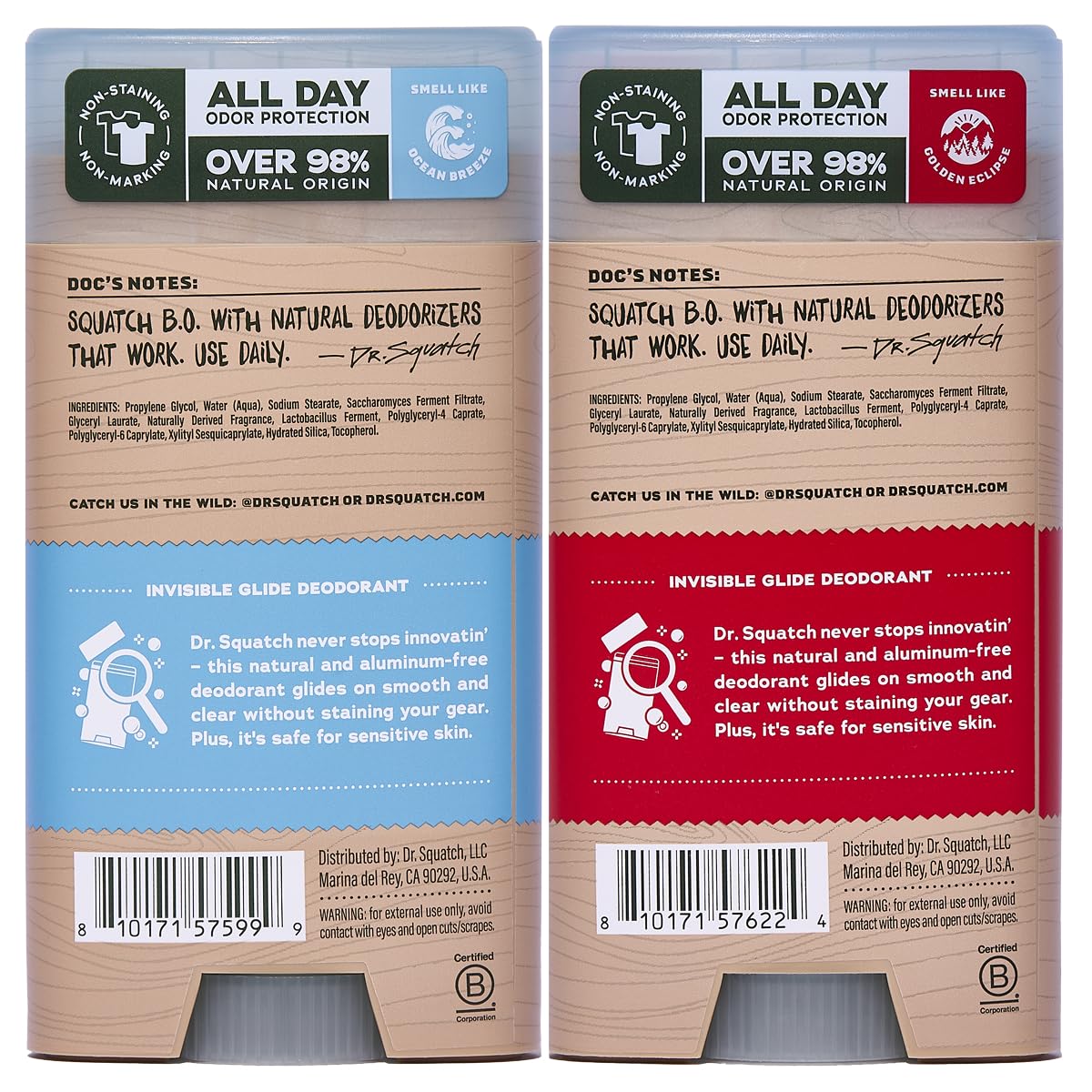 Dr. Squatch Invisible Glide Natural Men’s Deodorant – Smooth Glide, No Stains – Aluminum Free Deodorant Men – Safe for Sensitive Skin – Coastal Mist + Sandalwood Summit, 2.65oz (2-Pack) - Image 8
