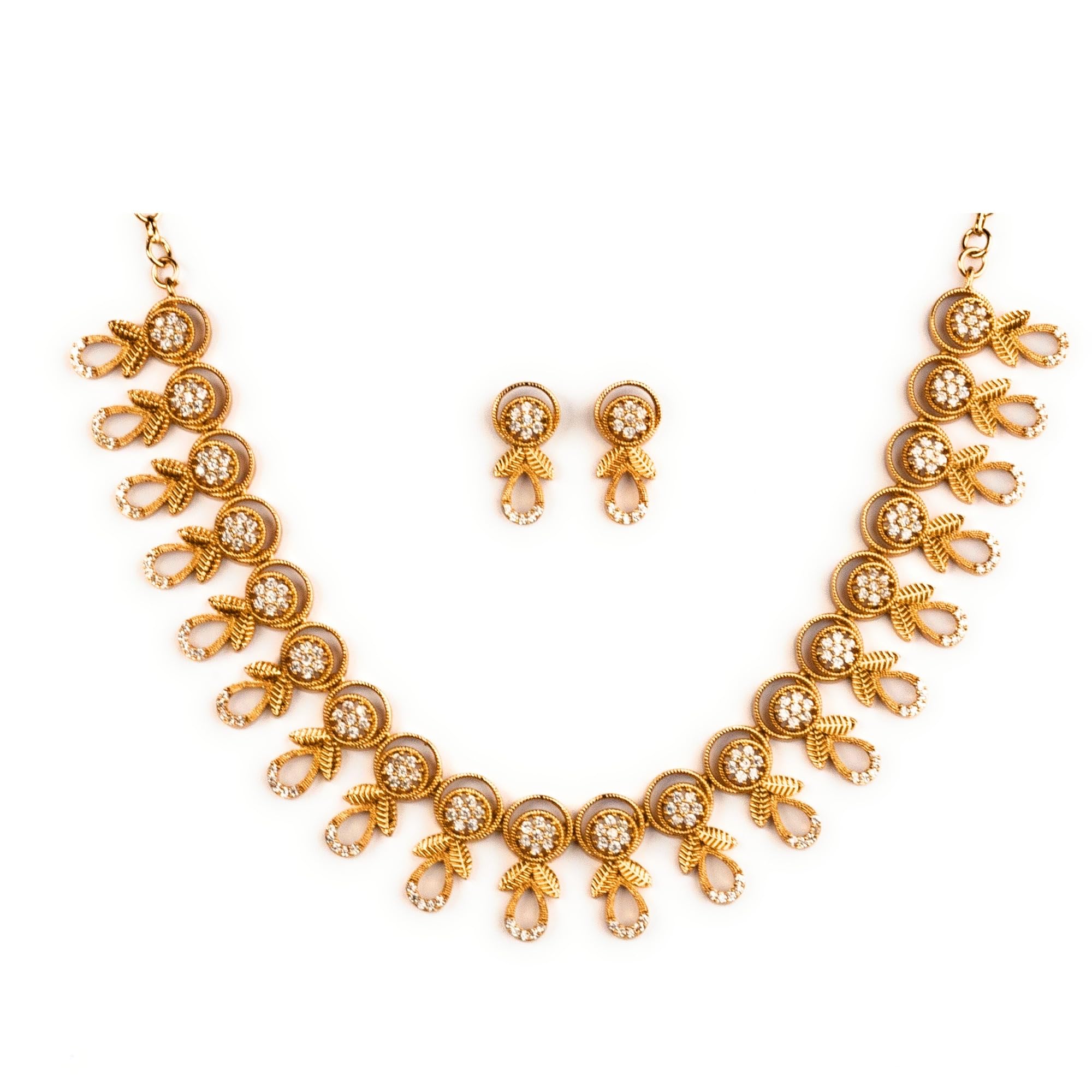 Sasitrends Traditional Gold Plated Flower Leaf AD Necklace Jewellery for Women & Girls (B0CF9VYVCN) Amazon Price History, Amazon Price Tracker