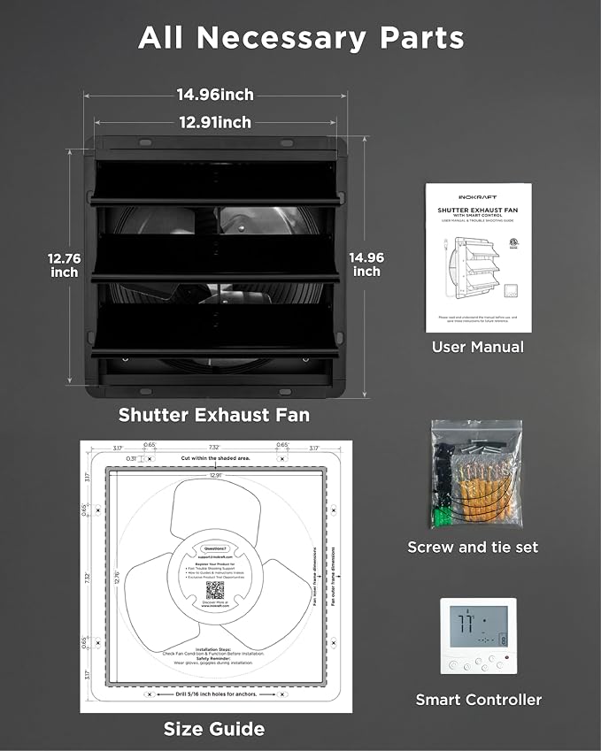 Extractor de aire InoKraft 12 pulg, 1500 CFM, control inalámbrico miniatura 2