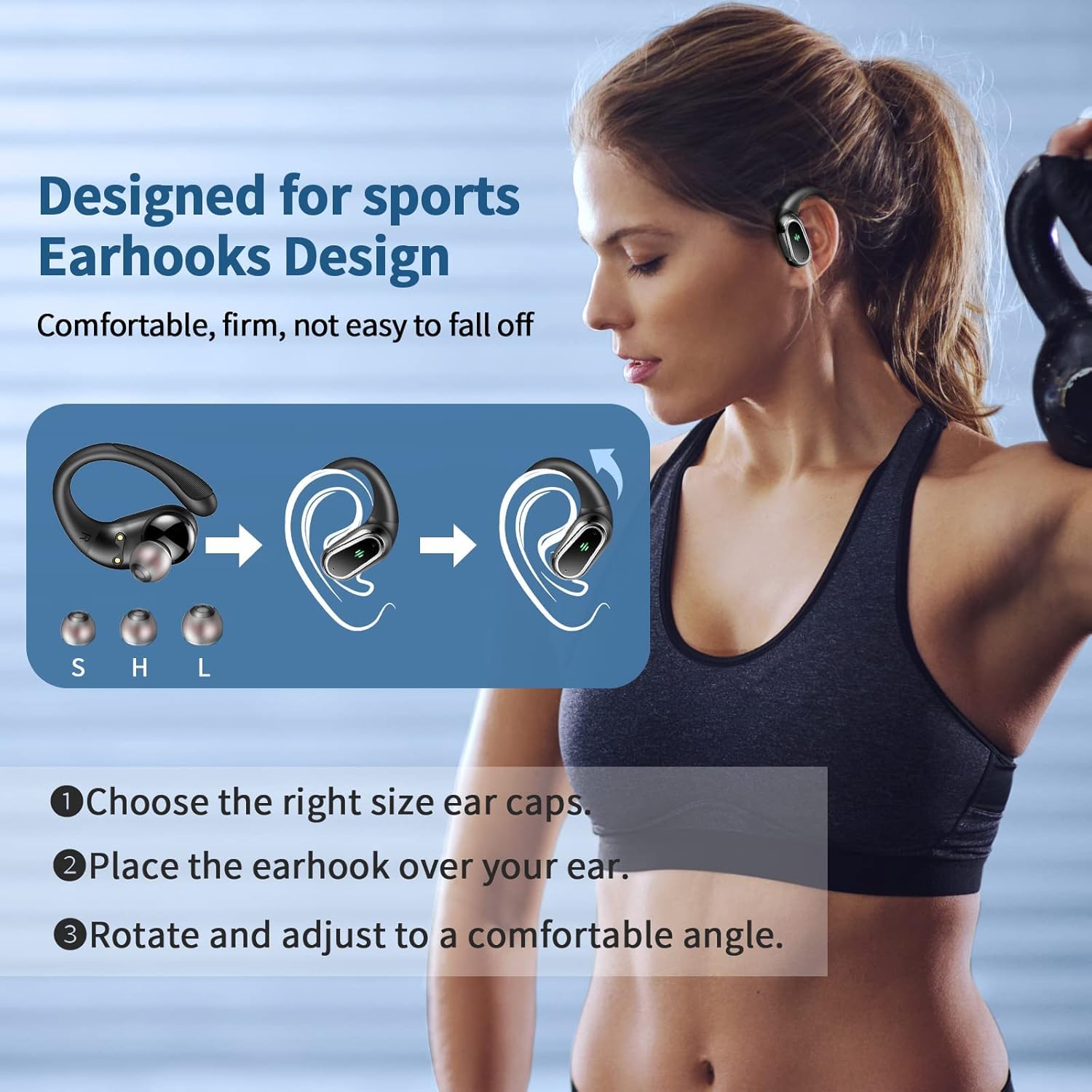 2026 Bluetooth Kopfhörer, Kopfhörer Kabellos Bluetooth 5.4 Sport tiefer Bass, 50 std Spielzeit In Ear Kopfhörer mit 4 ENC Noise Cancelling Mic, IP7 Wasserdicht Ohrhörer LED-Anzeige für Arbeit/Studium