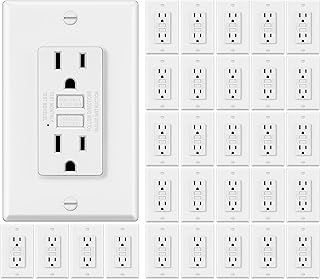 ELECTECK 30 Pack GFCI Outlets 15 Amp, Non-Tamper Resistant, Decor GFI Receptacles with LED Indicator, Ground Fault Circuit Interrupter, Wallplate Included, ETL Listed, White