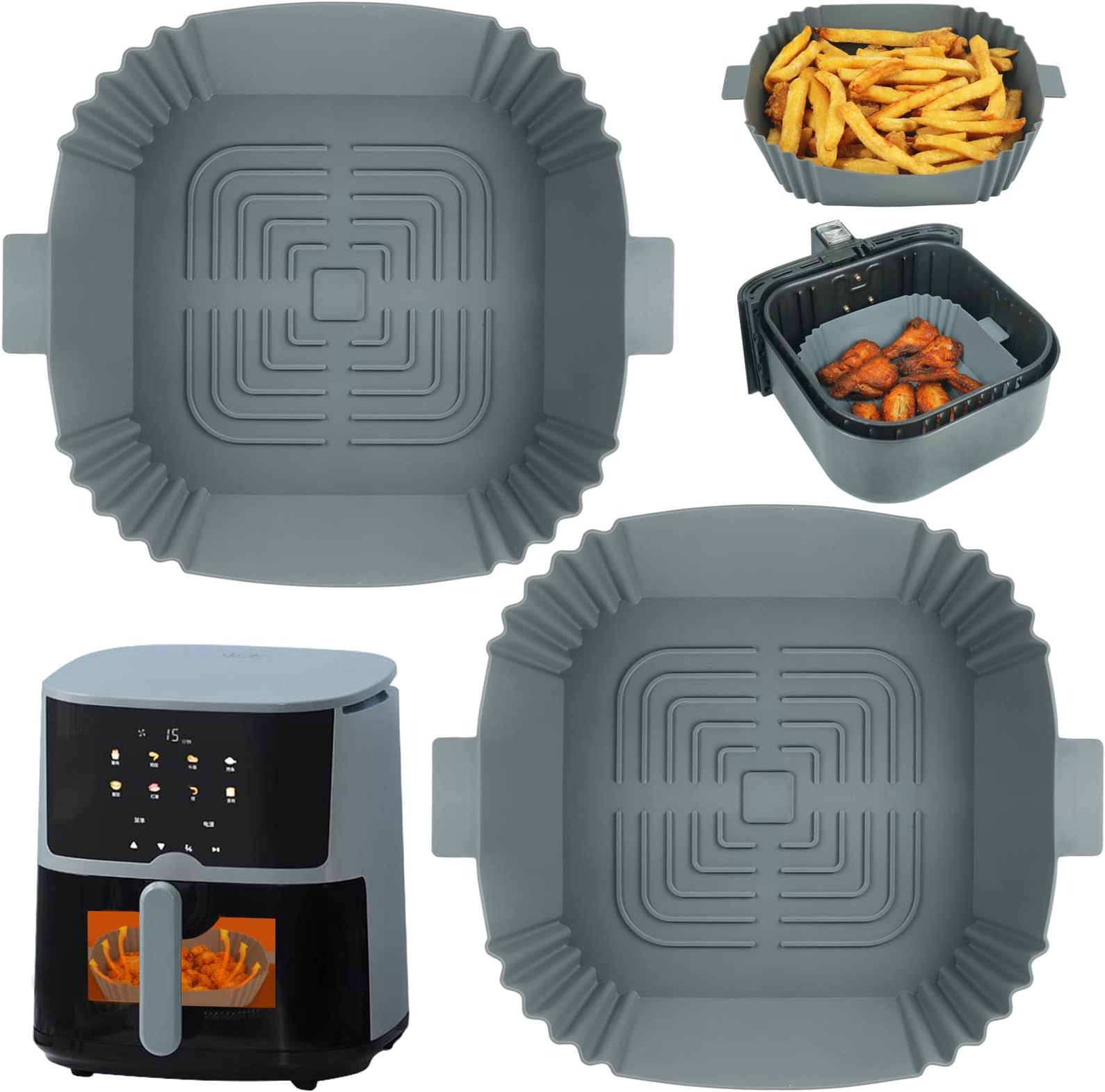 2 Airfryer Silikonformen 20cm - Für Philips, Russell Hobbs, COSORI