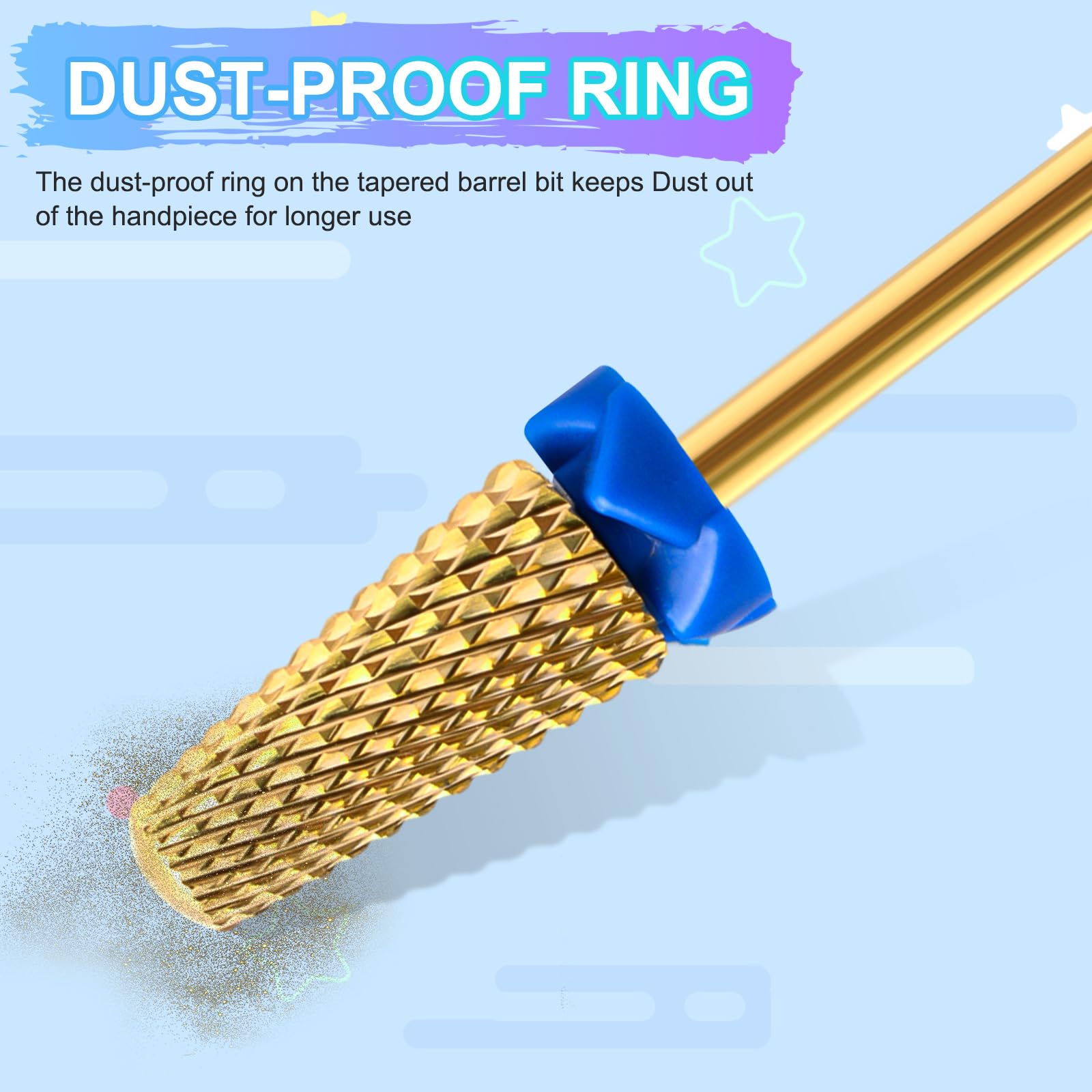 CGBE Punte Fresa Unghie, 5 Pezzi Punta Fresa Unghie Rimozione Gel Acrilico Cuticola, Punta Fresa Oro in Carburo di Tungsteno per La Preparazione delle Unghie, Set-A
