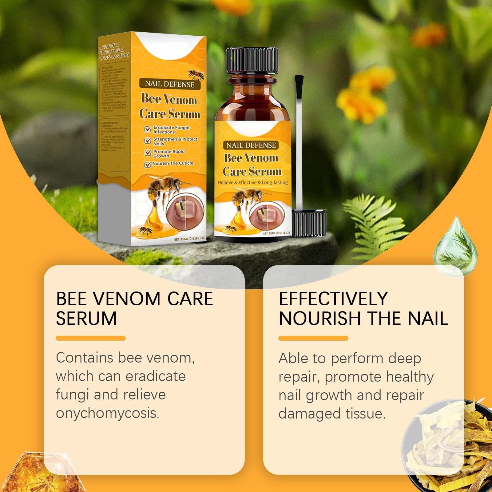 Trattamento per unghie incarnite al veleno d'api, siero per il trattamento delle unghie, siero per la crescita e la riparazione delle unghie, trattamento per unghie incarnite, trattamento con olio per