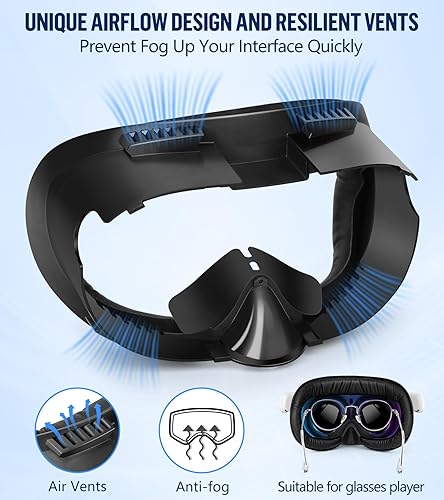 Miniatura 4 de YRXVW Facial Interface & Face Pad Cushion Compatible with OculusMeta Quest 3, Replacement PU Leather Foam Cushion Cover and Nose Guard Pad