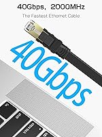 Vista 2 de Senetem Cat 8 Ethernet Cable 30FT, High Speed 40Gbps 2000Mhz Flat Internet Network Patch Cord, RJ45 Shielded Outdoor&Indoor LAN Cable, Compatible