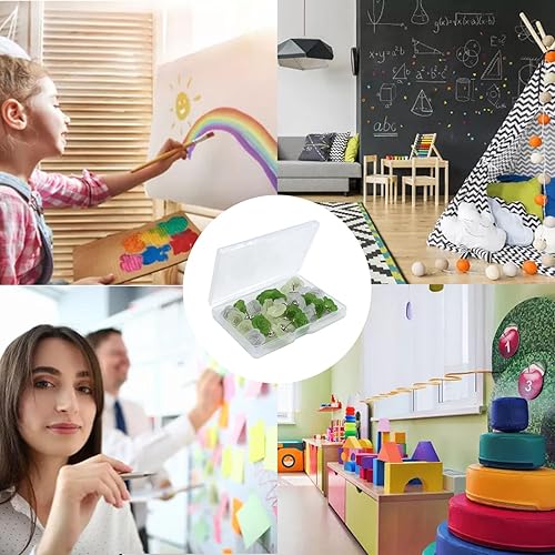 Vista 7 de 30 pines decorativos de rosas para tablero de corcho, tachuelas de pulgar florales verdes transparentes para pared, tablón de anuncios, mapa