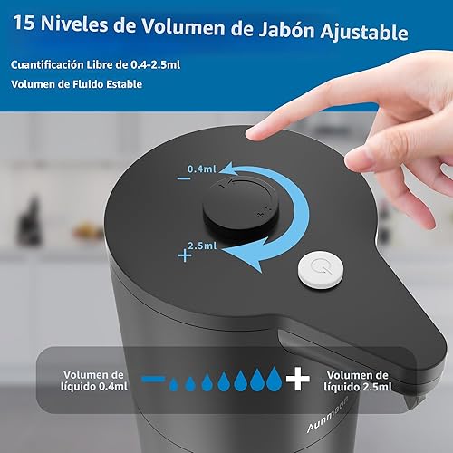 Miniatura 2 de Aunmaon Dispensador automático de jabón sin contacto, manos libres, volumen multiajustable, batería de larga duración, compatible con platos gruesos