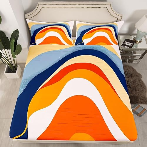 Miniatura 9 de Erosebridal Sábanas matrimoniales de mármol azul, sábanas y fundas de almohada, sábanas de arte abstracto, juego de sábanas de acuarela de arte