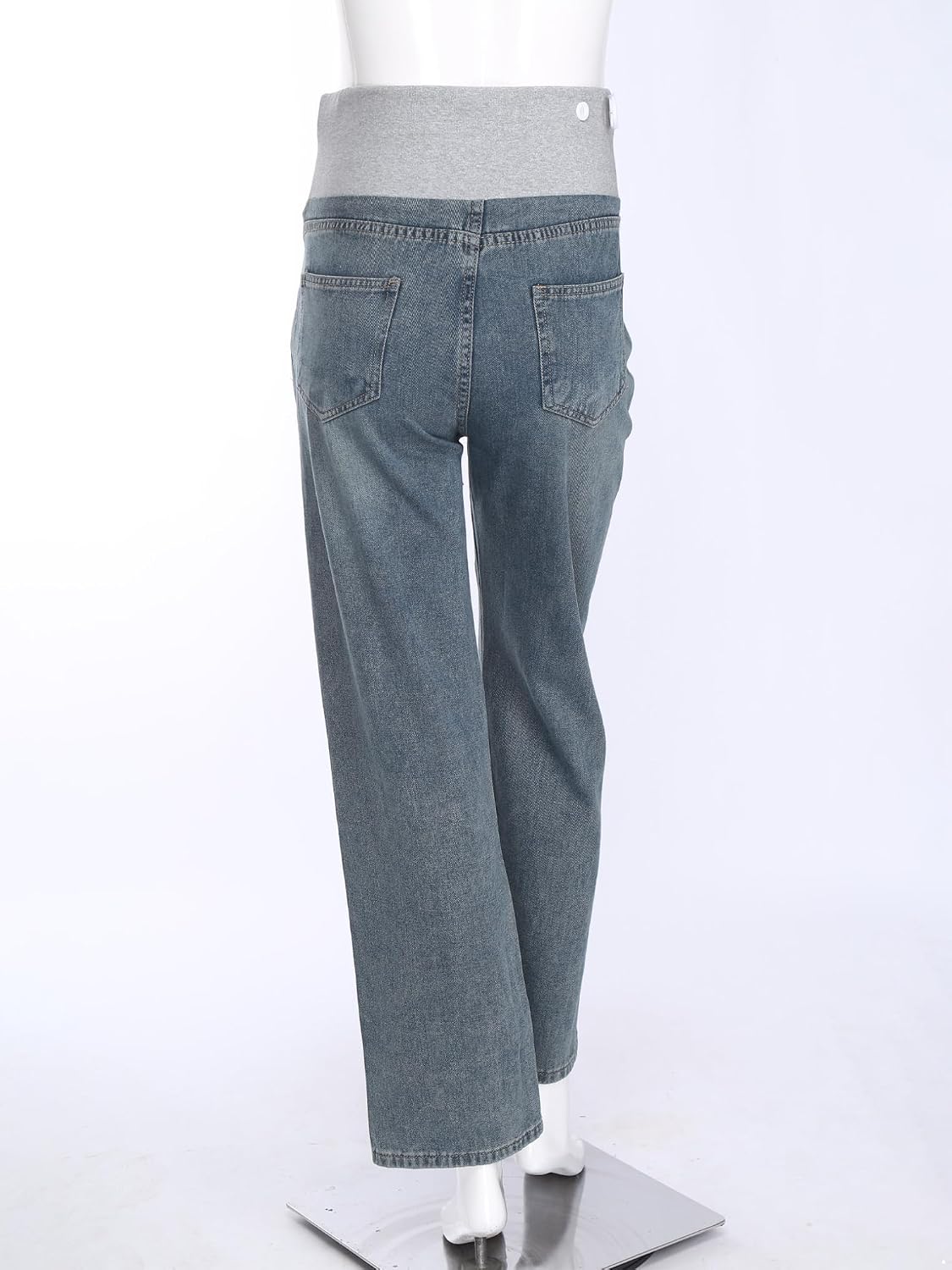 ACSUSS Women's Maternity Jeans Over Belly Comfy Stretch Adjustable Waist Loose Pregnancy Denim Pants