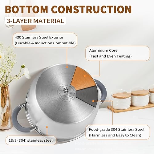Miniatura 3 de GOLDEN KEY Vaporizador de 4 cuartos de galón para cocinar, ollas de vapor con cesta de vapor para verduras, utensilios de cocina multiusos de acero