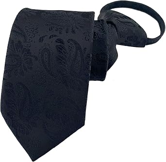 Zipper Ties for Men, 2.76 Inch Classic Woven Silk Zip Necktie Pre-tied Paisley Various Designs Zipper Neck Tie