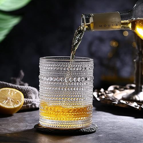 Miniatura 3 de Bandesun Vasos de agua románticos, juego de 6 vasos de 12 onzas con forma de hobnail para beber, juego de cristalería vintage en relieve para