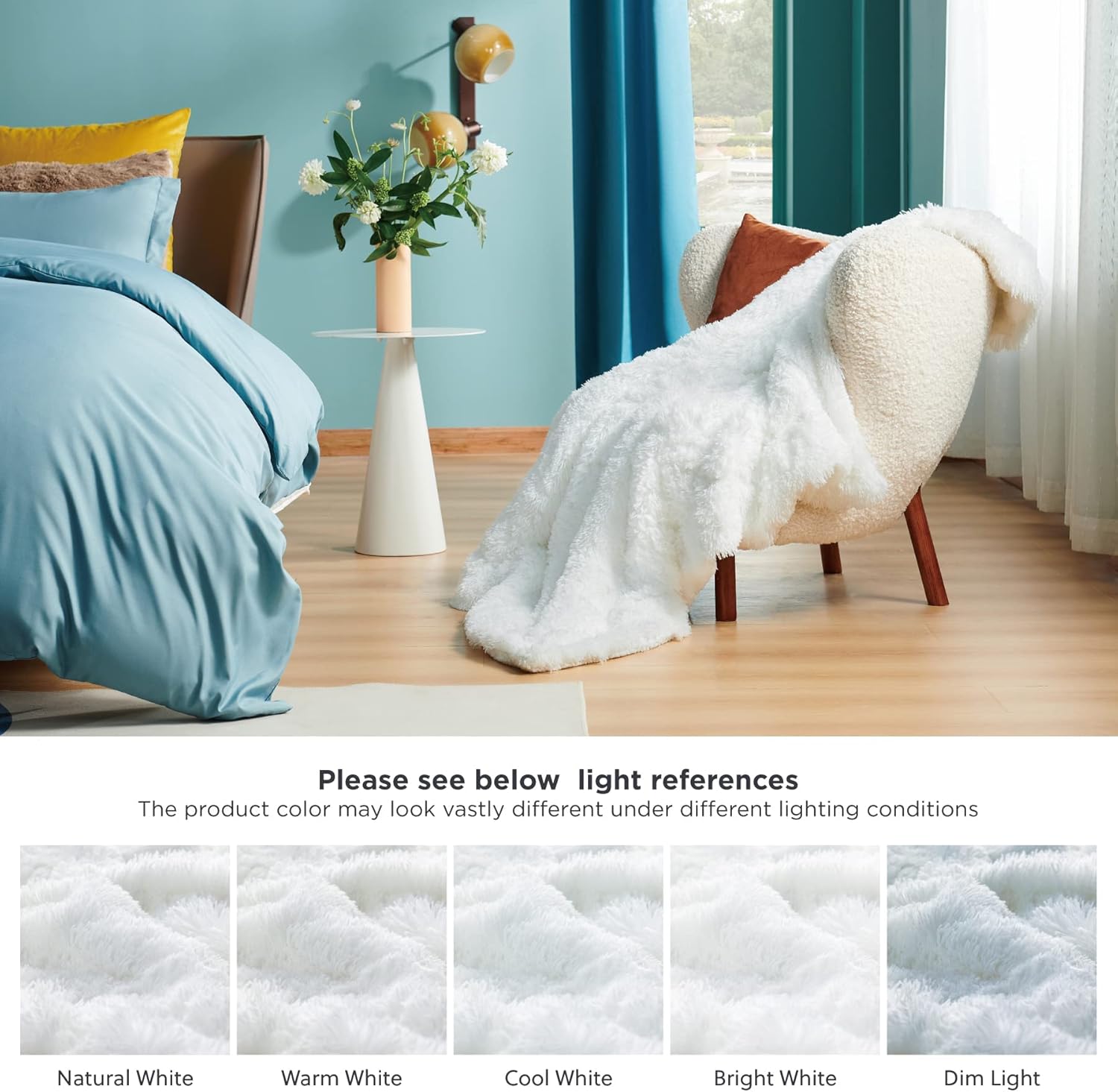 Bedsure Super Soft Fuzzy Faux Fur Shaggy Blanket Throw Reversible Sherpa Fleece Shag Throw Blanket for Sofa, Couch and Bed - Warm Thick Fluffy Blanket as Gift,Plush Furry Throw (50x60 inches, White) : Home & Kitchen