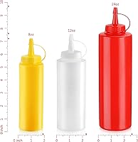 Vista 2 de New Star Foodservice 26559 Botellas exprimibles, plástico, 24 onzas, amarillo, paquete de 6