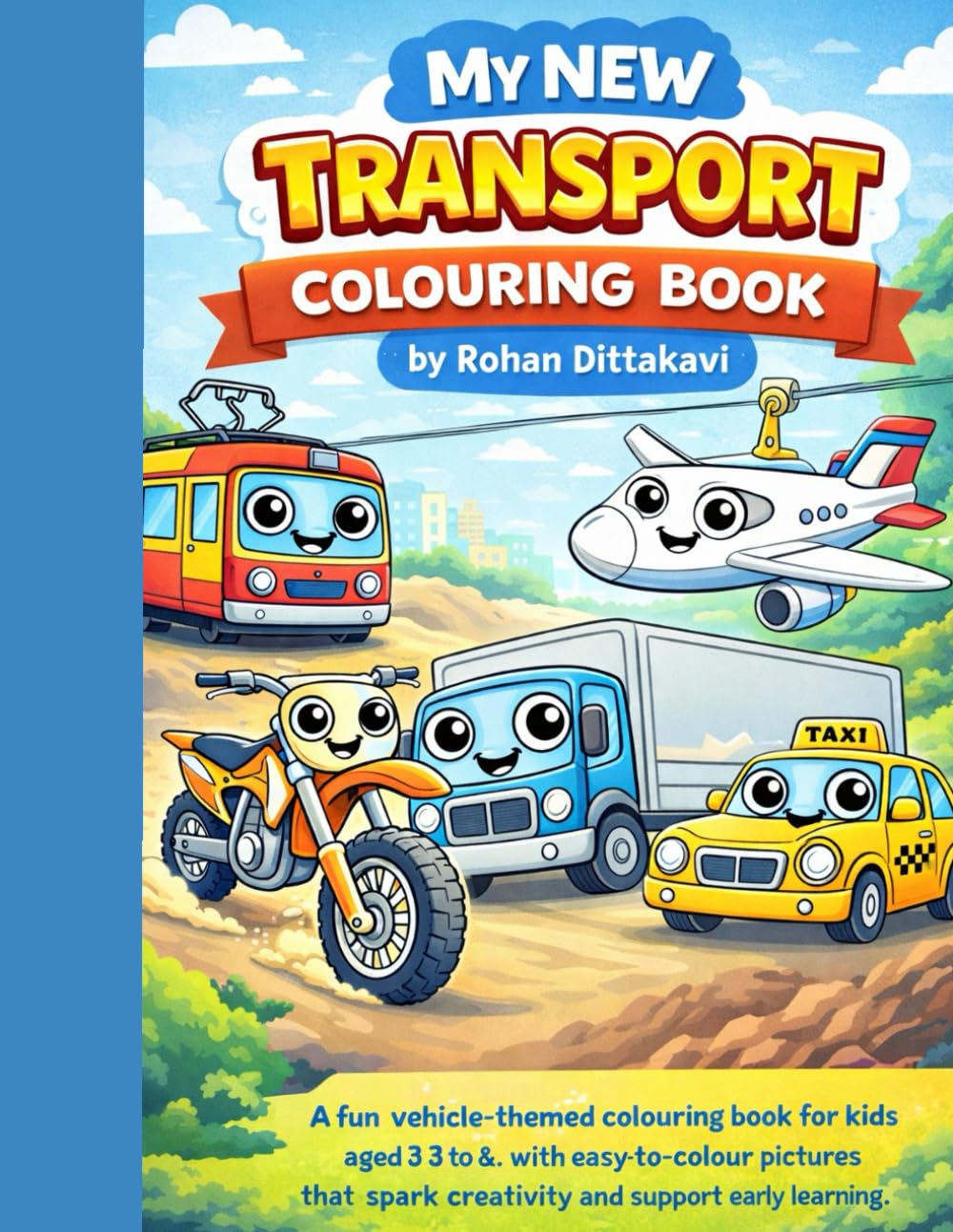 MY NEW TRANSPORT COLOURING BOOK: Fun transportation scenes with illusion-inspired patterns