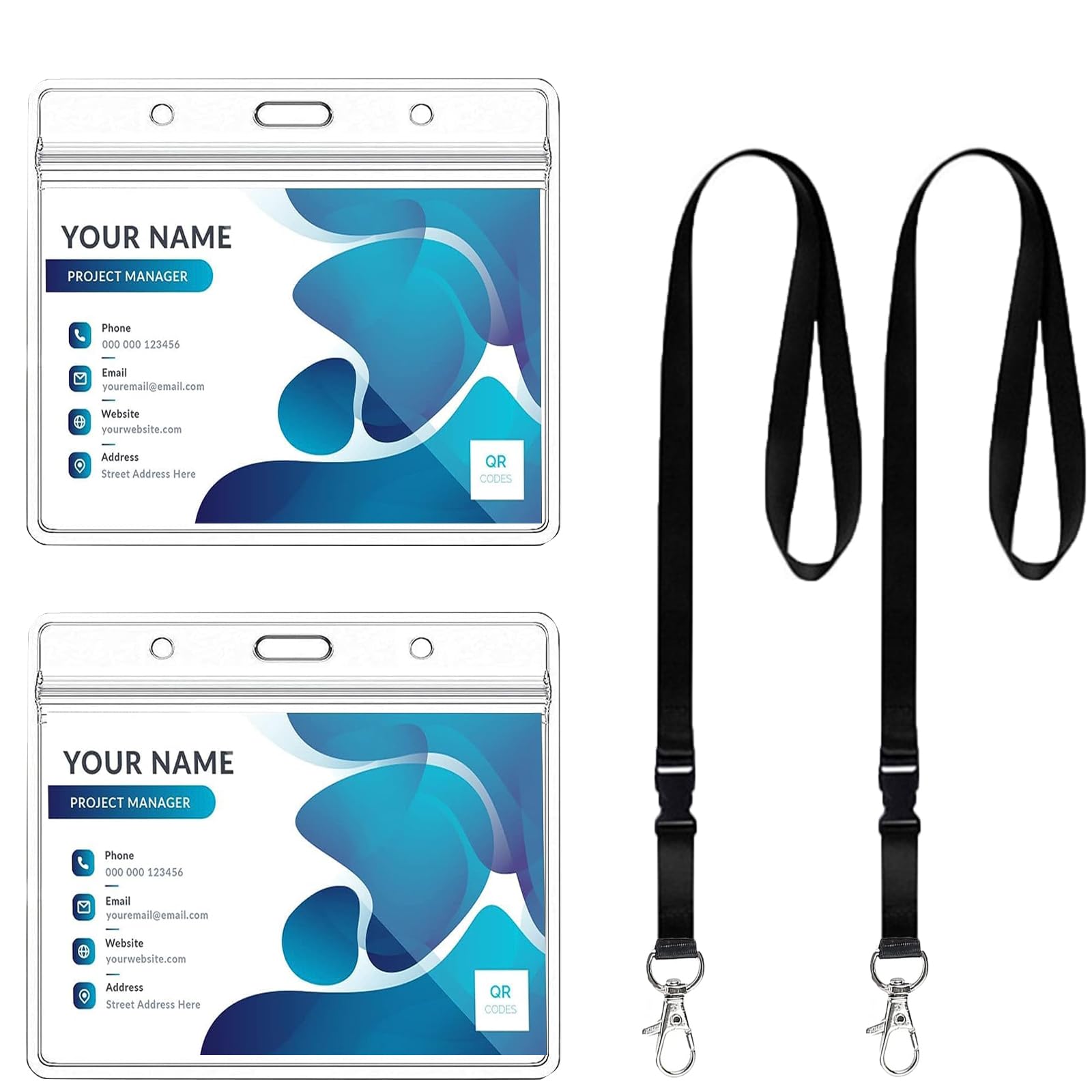 Porta Badge Da Collo Con Cordino - Custodia Trasparente Impermeabile Per Card E Badge