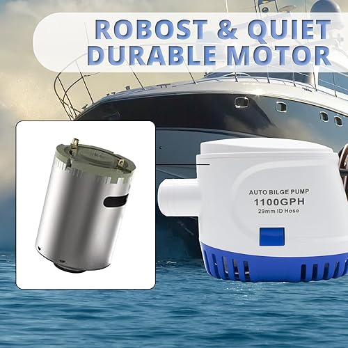 Miniatura 5 de Bomba de sentina automática 1100GPH 12V DC Nueva bomba de achique eléctrica de bajo ruido, para barcos, yates, piscinas
