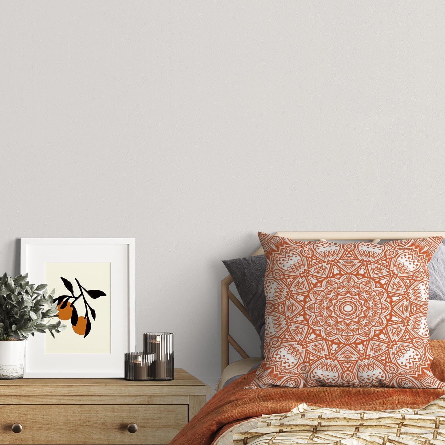 ggaimwf Moroccan Cushion Covers 45x45cm Burnt Orange Ethnic Boho Cushions Indian Style Abstract Mandala Arabesque Meditation Hippie Modern Throw Pillow Cover for Sofa Living Room Pillowcase Set of 2 - Image 3