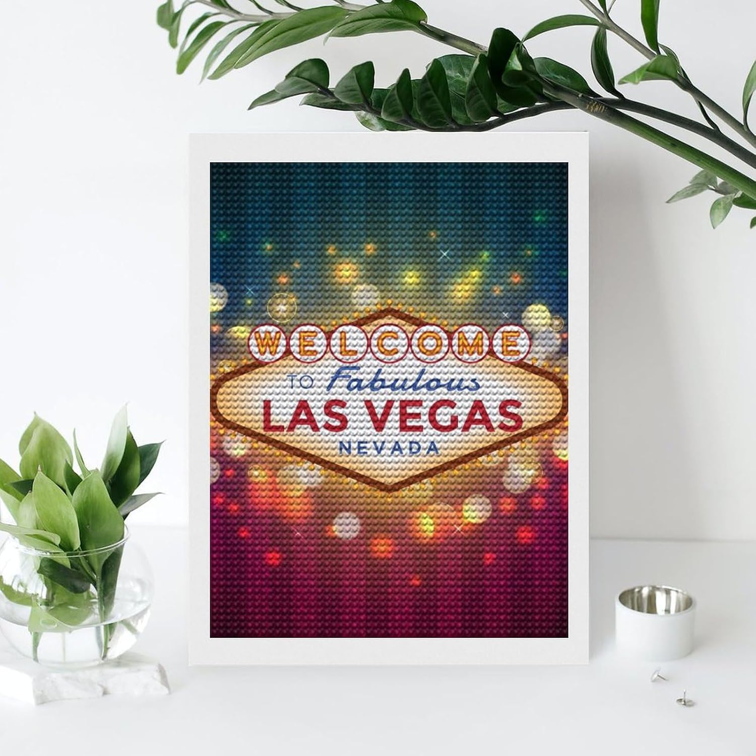Welcome Las Vegas Diamond 5D Painting Full Round Drill Art Picture DIY Home Wall Decor for Beginners Adults