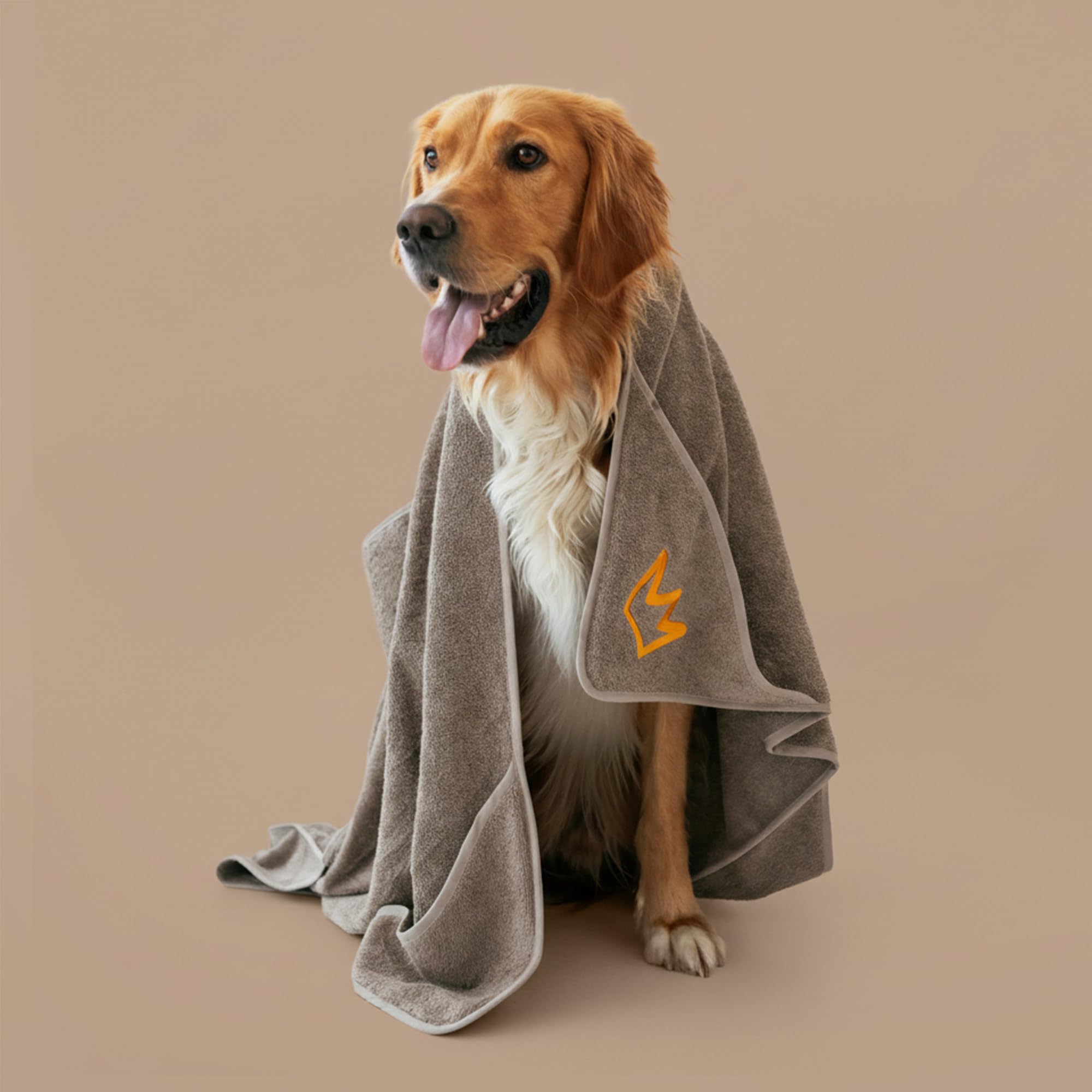 Rudelkönig Hundehandtuch kleine Hunde - Badetuch aus hochwertiger Baumwolle extra saugfähig - 100x60cm - Hunde Handtuch mit 6 Taschen gegen nassen Hund