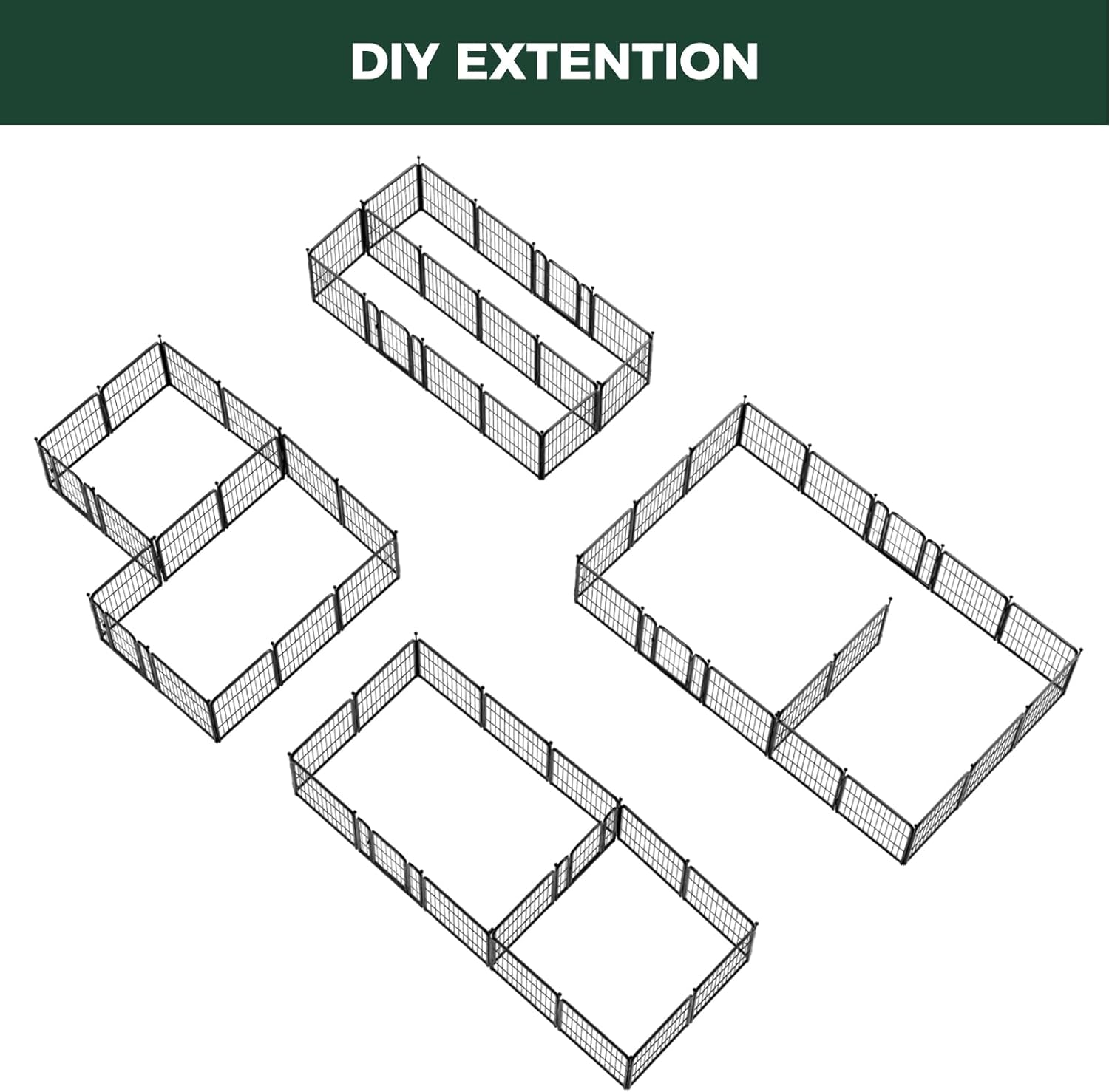 FXW Rollick Unleashed Dog Playpen for Indoor, Yard, RV Camping, 24 inch 16 Panels Dog Pen with Connectors (Pack of 2) for Small and Puppy Dogs, Black│Patented