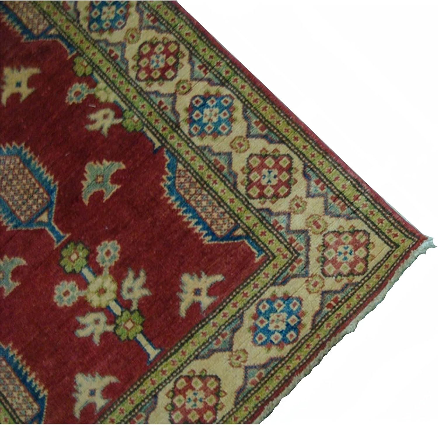 Super Kazak Caucasian Geometric Floral Veg Dyed Hand Knotted Woolen Runner Rug Multicolor Design Rug Carpet Complement Your Home Decor Rectangle (11.1 x 2.9)'