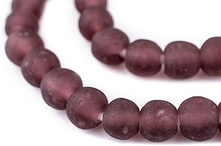 The Bead Chest African Recycled Glass Beads – Handmade in Ghana – Purple 14mm Strand for Jewelry Making, Crafts, and Home Decor I Approximately 45 Beads