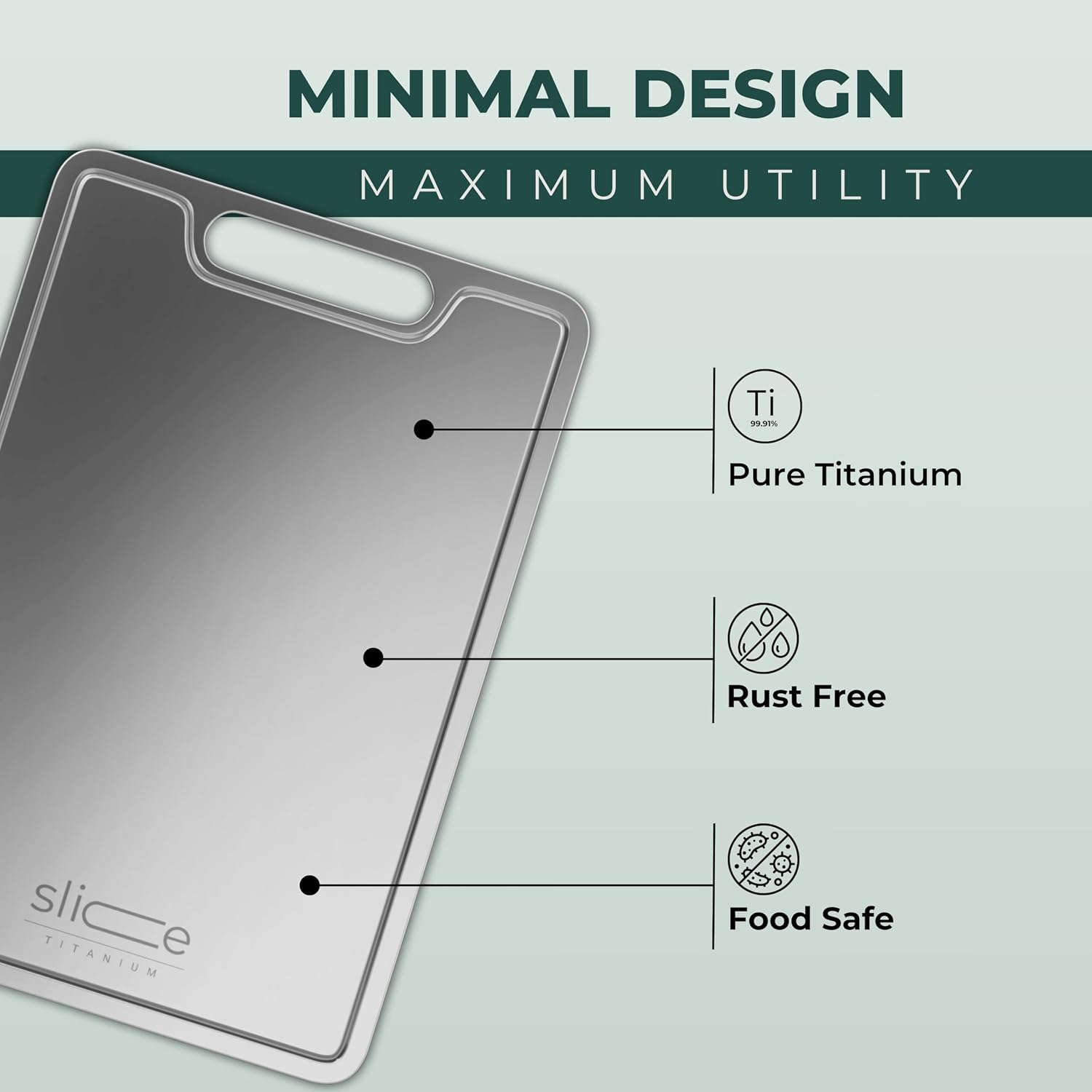 Real Titanium Cutting Board for Kitchen, Pure Titanium Small 12x8 Metal Cutting Boards for Meat and Vegetables, Food Safe, Dishwasher Safe