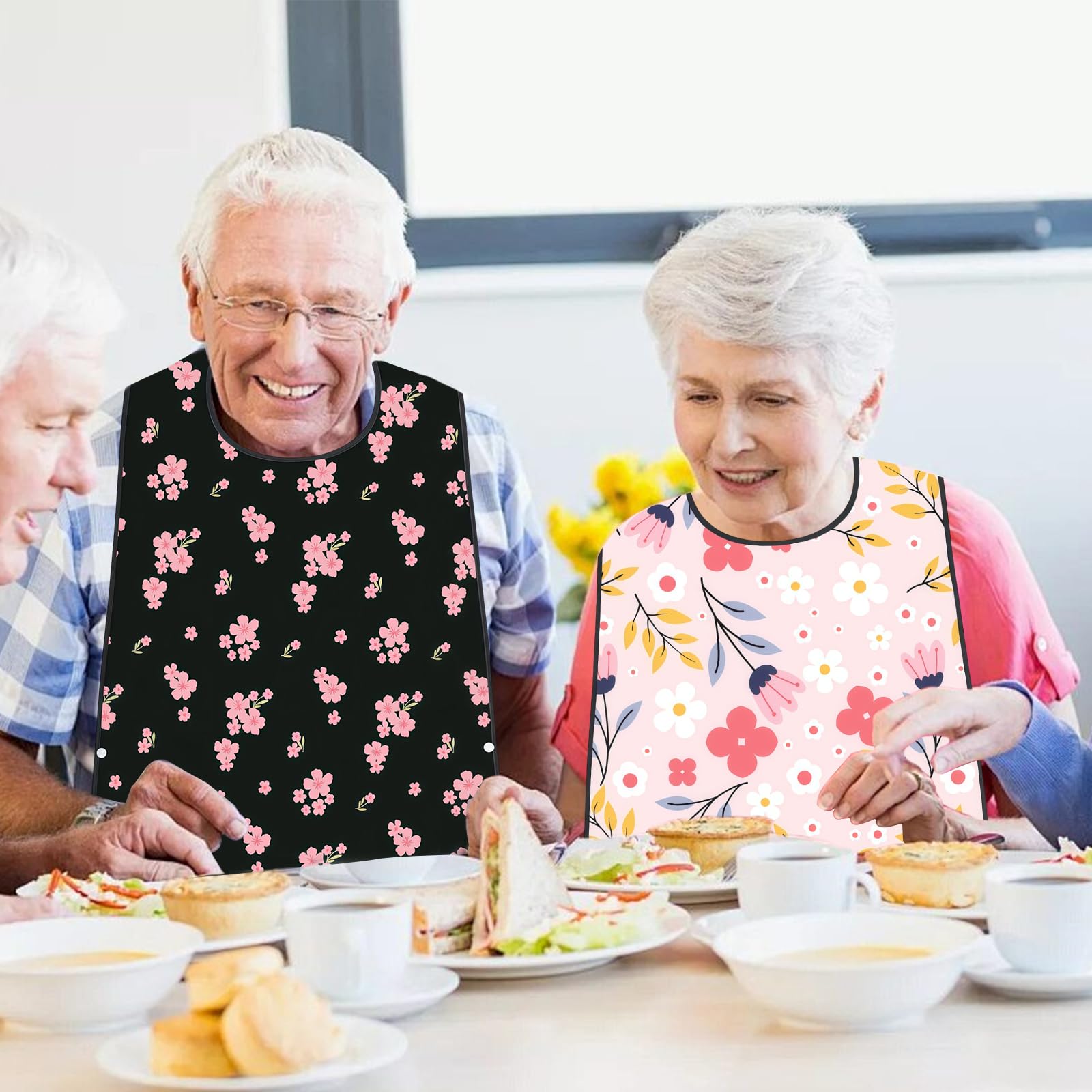 DRADERCH 2 Pezzi Bavaglino Adulti,Bavagli da Adulto Con Strappo,Bavaglini Per Anziani Lavabile e Riutilizzabile,bavaglini adulti anziani,Per Disabile e Pazienti,78 cm X 49cm - 5