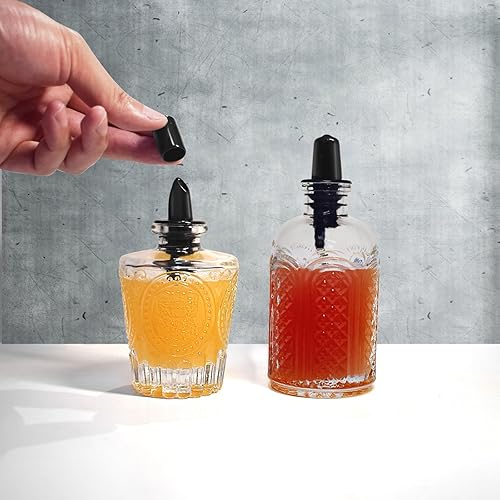 Miniatura 3 de Kitchen Queen Juego de 2 botellas de jarabe, dispensadores de vidrio con tapas a prueba de fugas y boquilla de vertido, perfectas para jarabes de