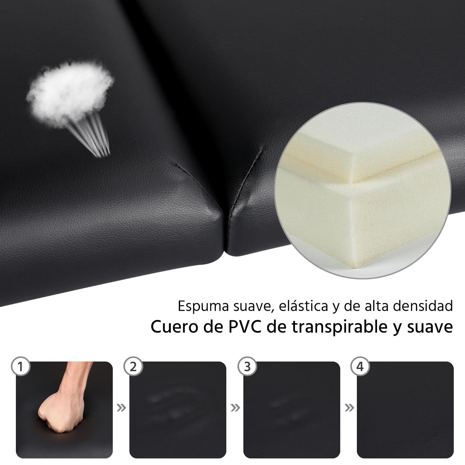 Yaheetech Camilla Masaje Plegable de 3 Zonas 213x82x(67.5-89) cm Portátil Cama Masaje Estetica con Bolsa de Transporte Altura Ajustable Apoyacabezas Desmontables para Tatuaje