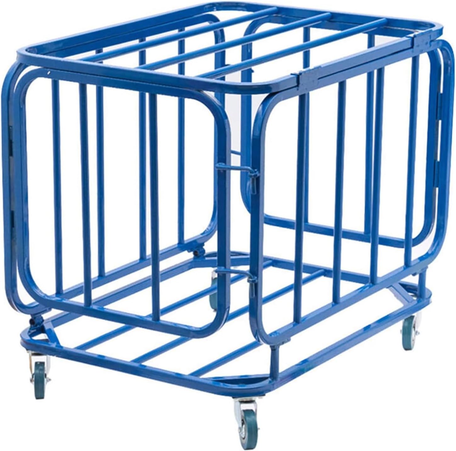 Lockable Metal Sports Storage Cage, Large Rolling Basketball & Volleyball Cart, Stackable Organizer Bin for School & Garage, 90x80x90cm, Ideal for Equipment Organization