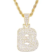Fashion Personal Alphabet Letter 20" Rope Chain A - Z Bubble Initial Gold Plated Iced CZ Pendant Necklace Women Men