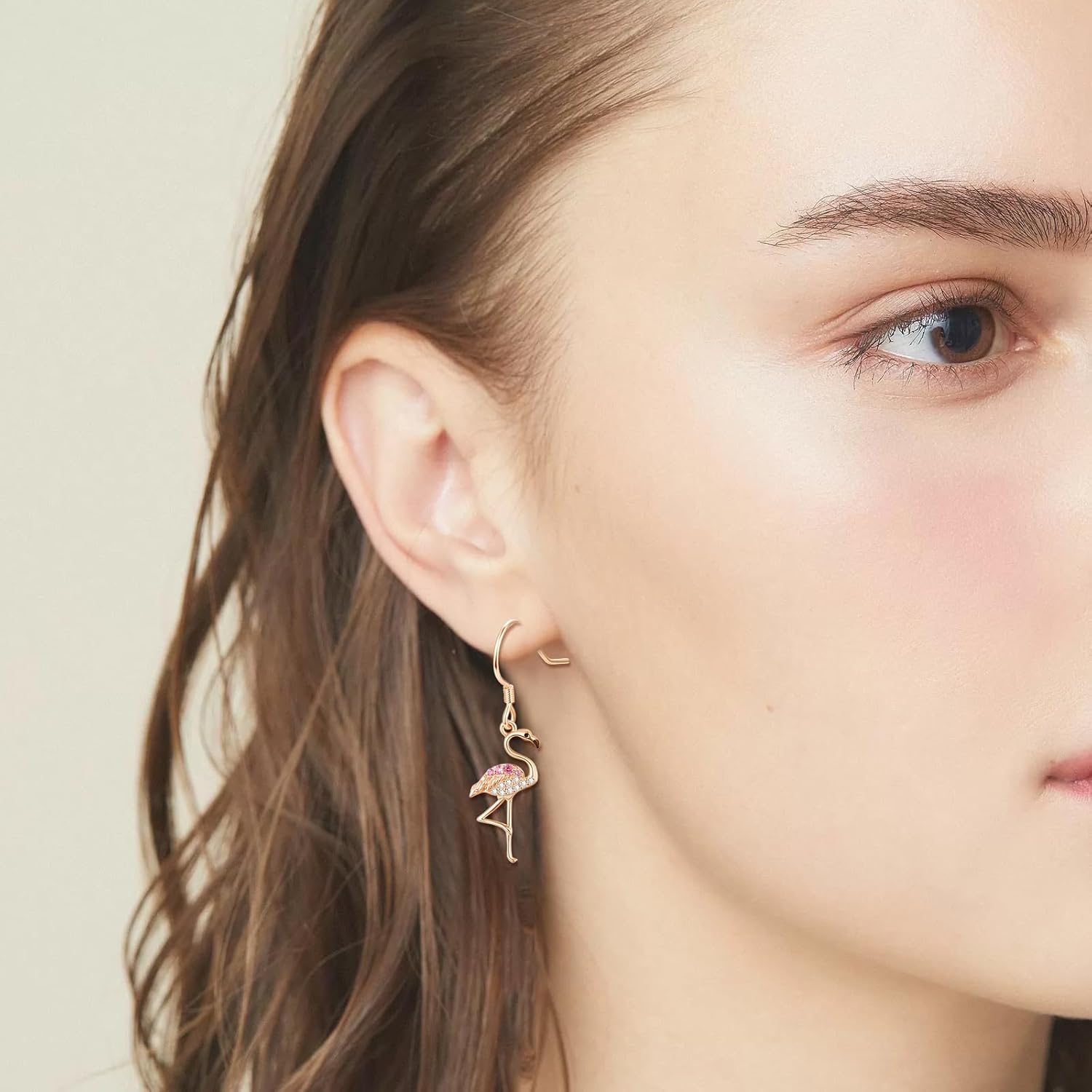 KINGWHYTE Flamingo Earrings for Women 925 Sterling Silver Pink Flamingo Dangle Drop Earrings Hypoallergenic Animal Earrings Flamingo Jewelry Gifts for Birthday Christmas Valentine's Day