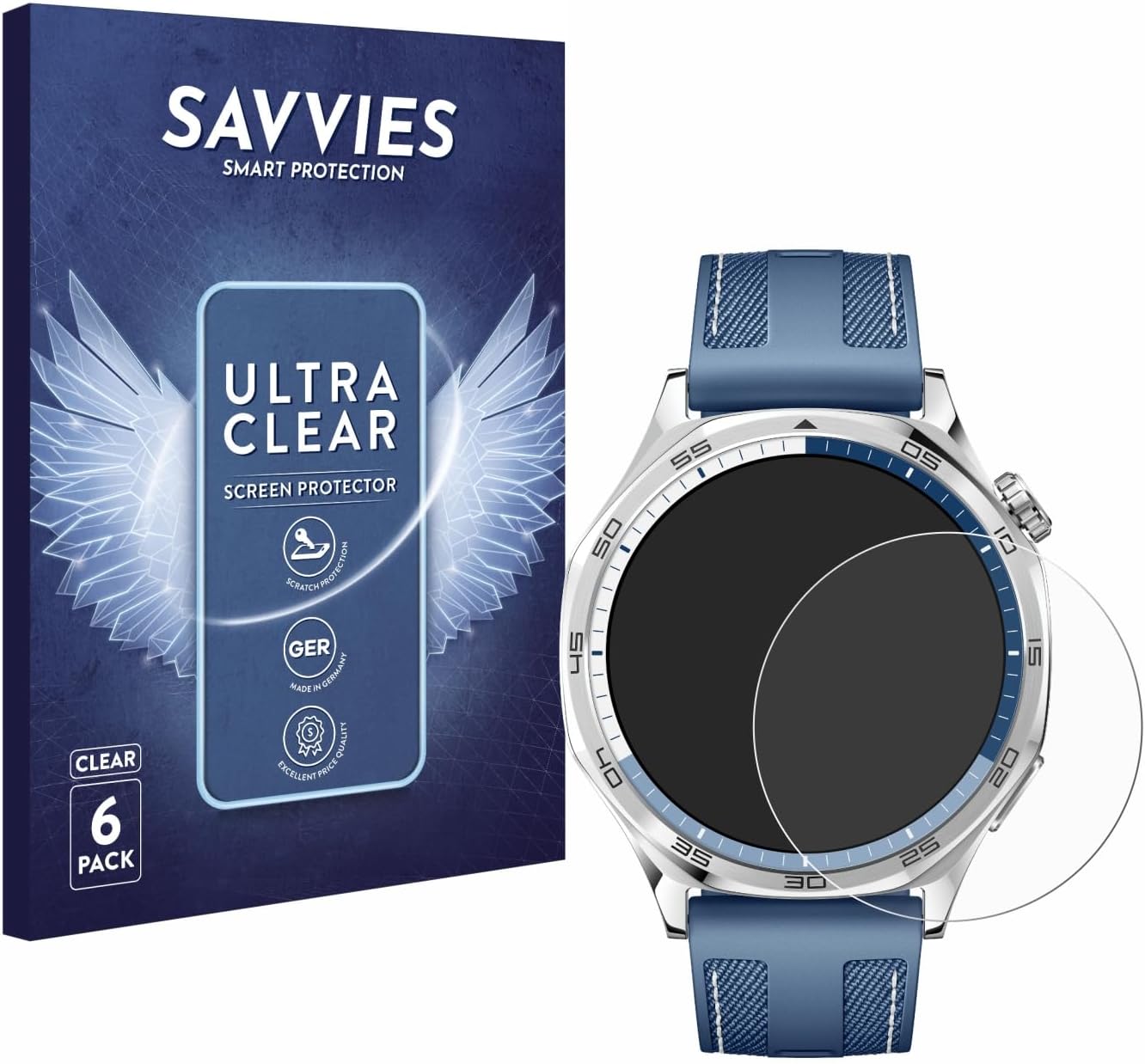 savvies 6 Pack Screen Protector compatible with Huawei Watch GT 5 (46 mm) Protection Film Clear