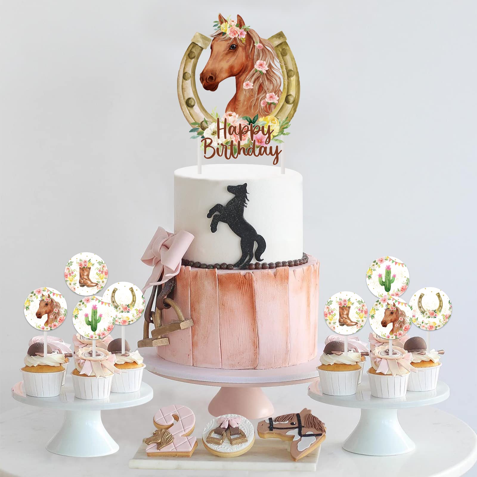 Paard Cupcake Toppers, Horse Themed Party Decor, Derby Cupcake Toppers, Cowgirl Party Decor, Cowboy Party Decor, Farm Party Decoraties - België